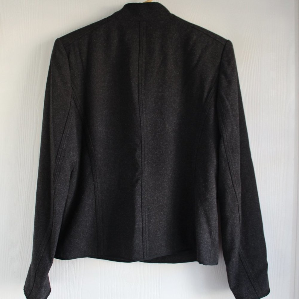 Grace Elements Sz 6 Snap Button Gray Wool Blazer - image 2